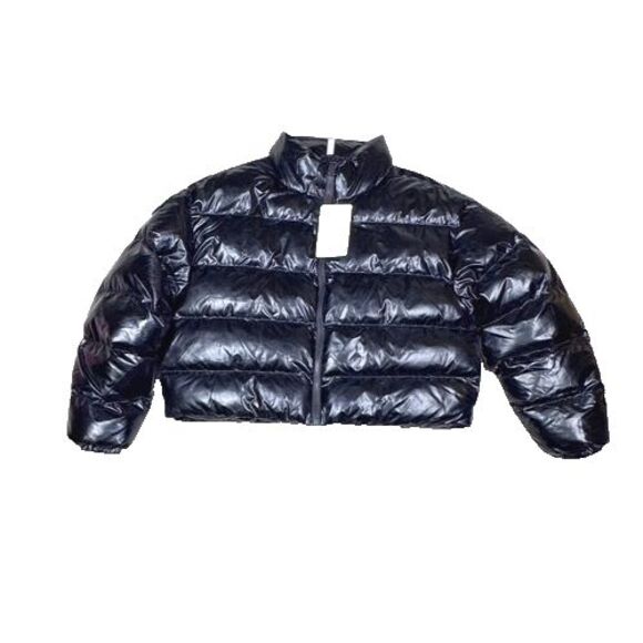 Fabletics Puffer Jacket Women's Size Medium Black Arden Zip Coat NWT - Picture 1 of 8